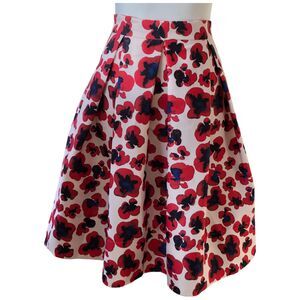 Deicy Red‎ and White Floral A-Line Flare Skater Skirt Size M